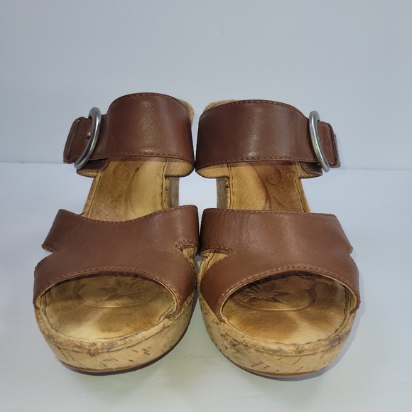 Born Cork Wedge Strappy Chuncky Buckle Leather Spring Summer Sandals Size 39 - Picture 10 of 11